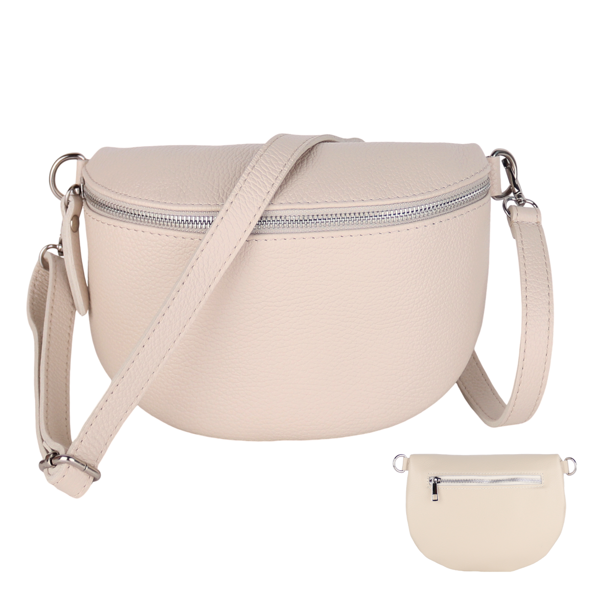 BTMRV Bauchtasche aus Echtleder Rückseite mit Reißverschlussfach