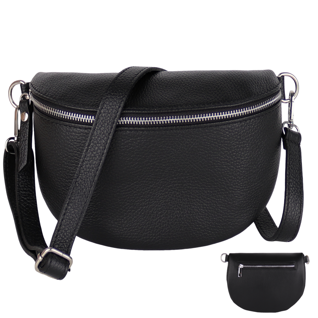 BTMRV Bauchtasche aus Echtleder Rückseite mit Reißverschlussfach