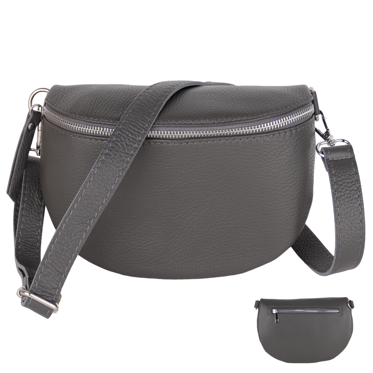 BTMRV Bauchtasche aus Echtleder Rückseite mit Reißverschlussfach