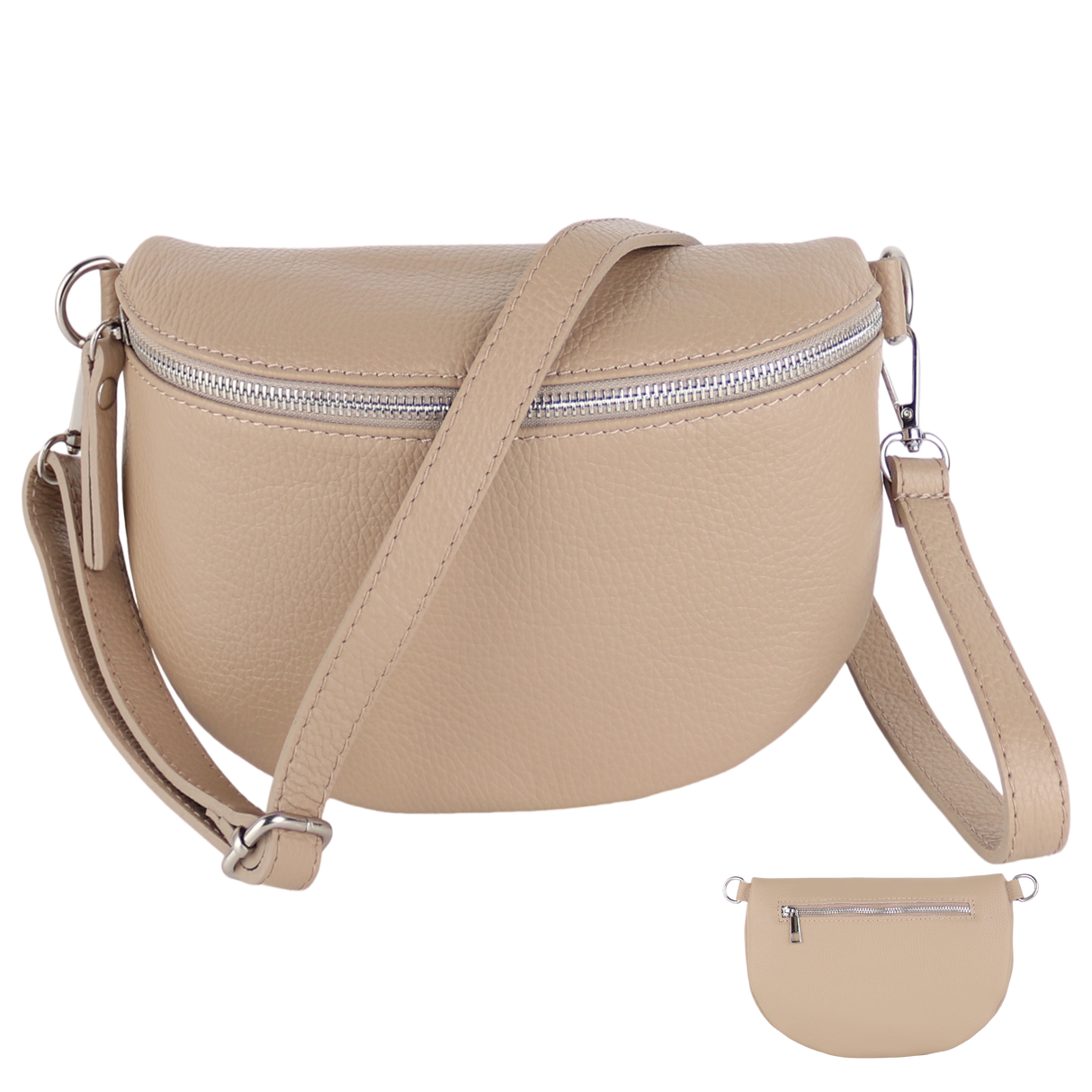 BTMRV Bauchtasche aus Echtleder Rückseite mit Reißverschlussfach