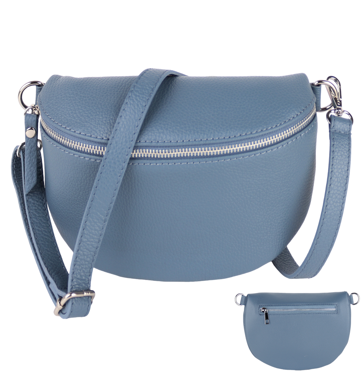 BTMRV Bauchtasche aus Echtleder Rückseite mit Reißverschlussfach