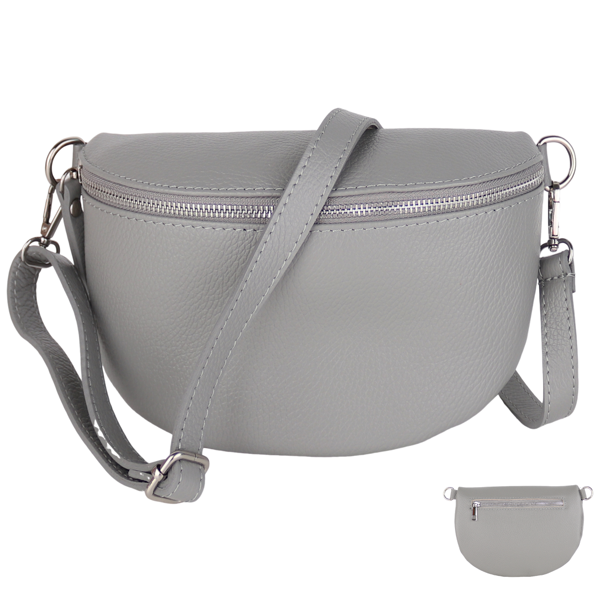BTMRV Bauchtasche aus Echtleder Rückseite mit Reißverschlussfach