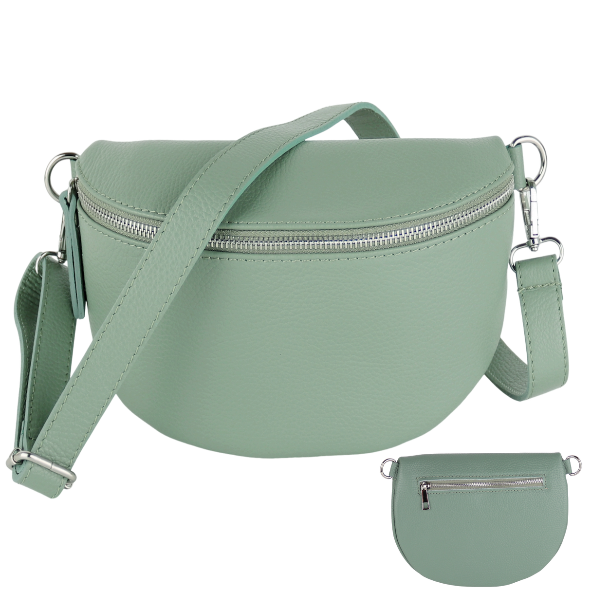 BTMRV Bauchtasche aus Echtleder Rückseite mit Reißverschlussfach