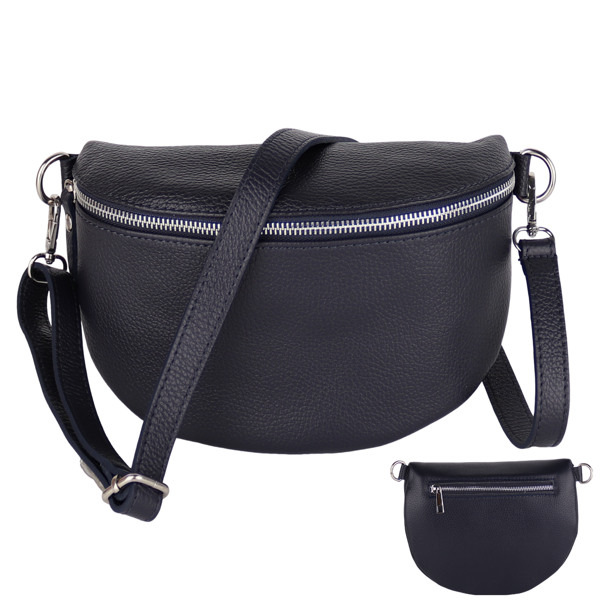 BTMRV Bauchtasche aus Echtleder Rückseite mit Reißverschlussfach
