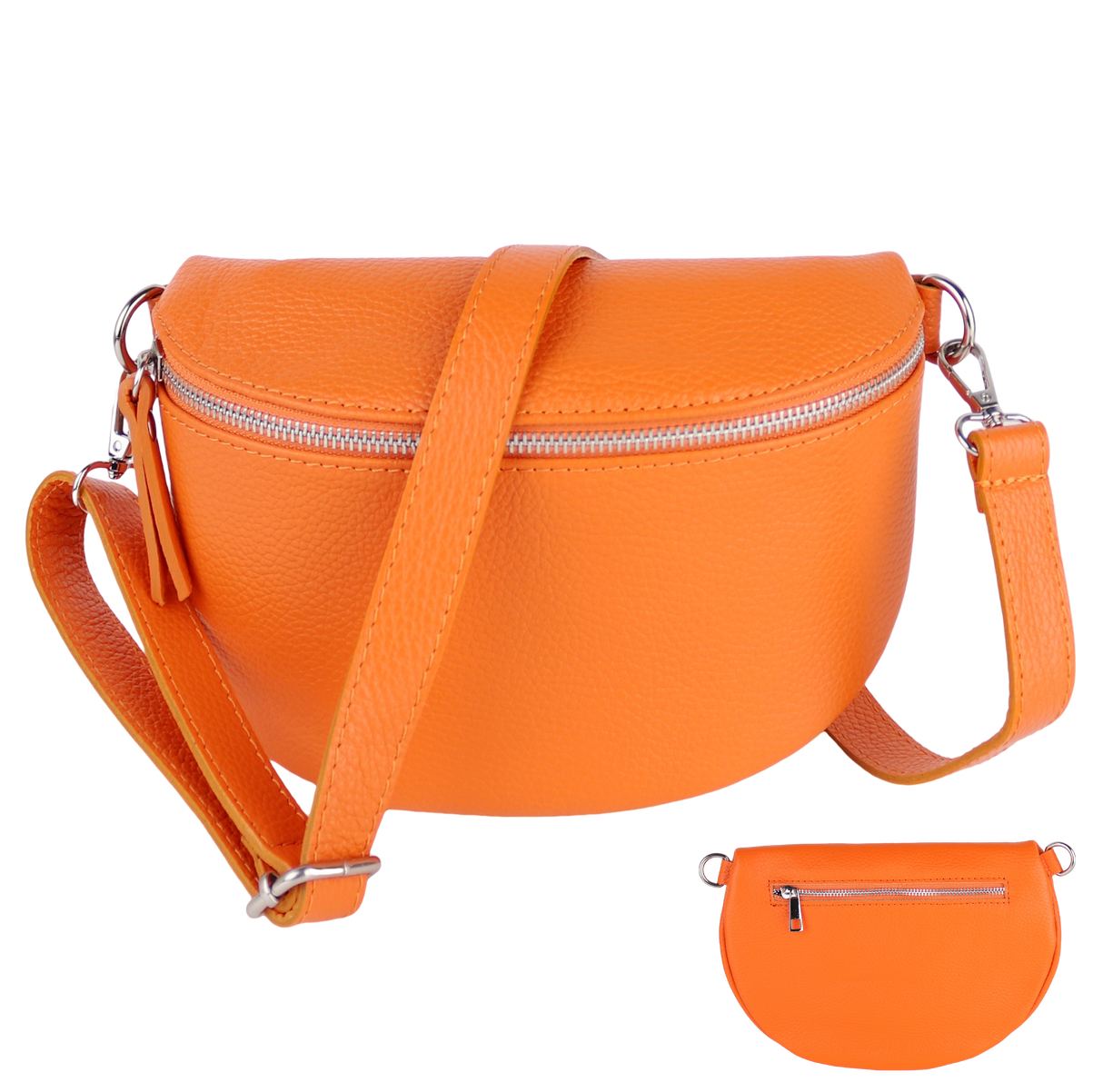 BTMRV Bauchtasche aus Echtleder Rückseite mit Reißverschlussfach
