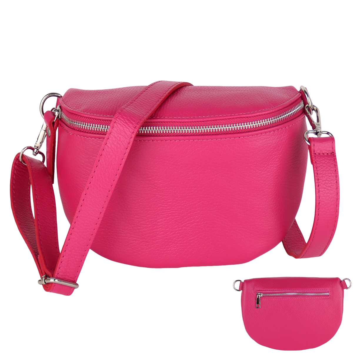 BTMRV Bauchtasche aus Echtleder Rückseite mit Reißverschlussfach