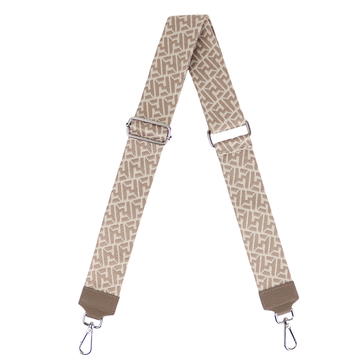 Taschengurt mit Echtlederbesatz: Taupe