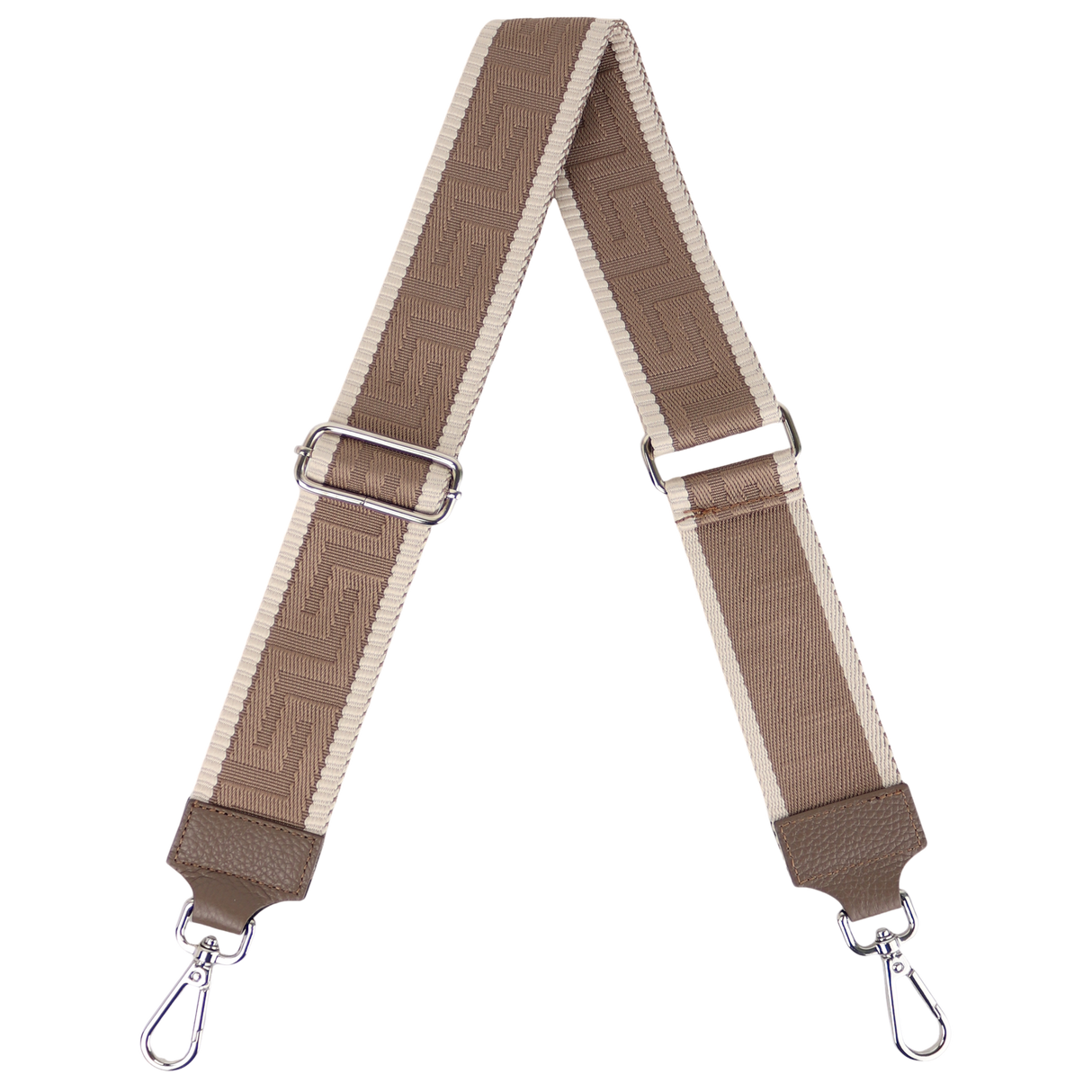 Taschengurt mit Echtlederbesatz: Taupe