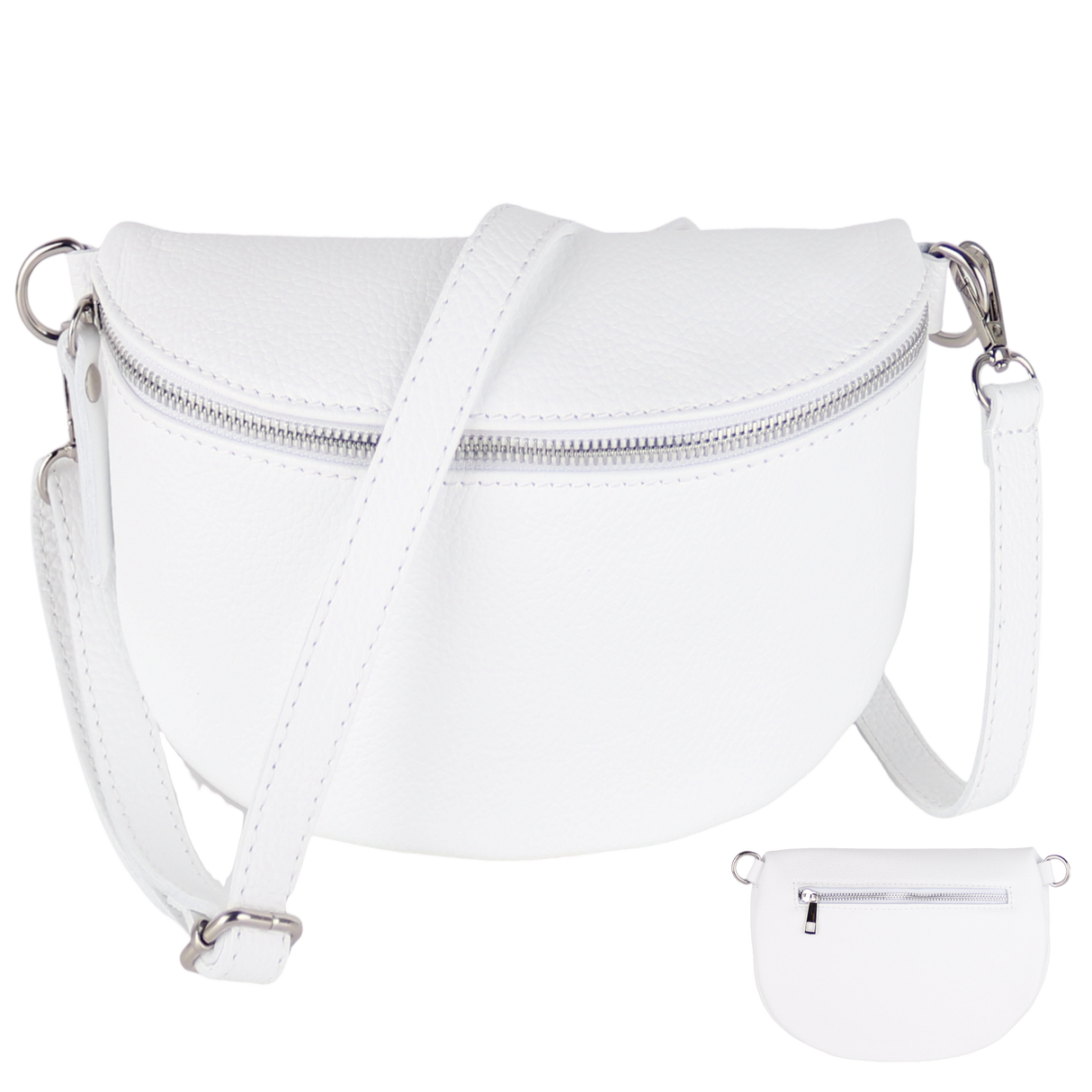 BTMRV Bauchtasche aus Echtleder Rückseite mit Reißverschlussfach