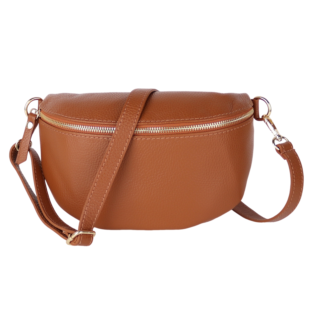 Bauchtasche aus Echtleder (Goldfarbener Karabiner)