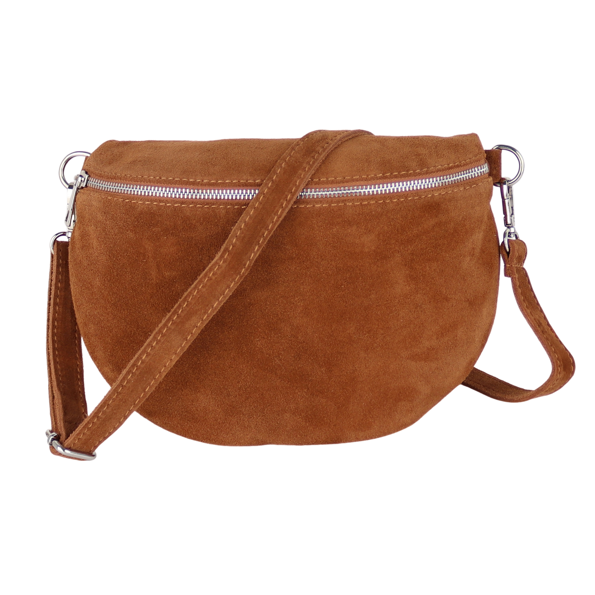 Bauchtasche aus Wildleder - Rückseite mit Reißverschluss