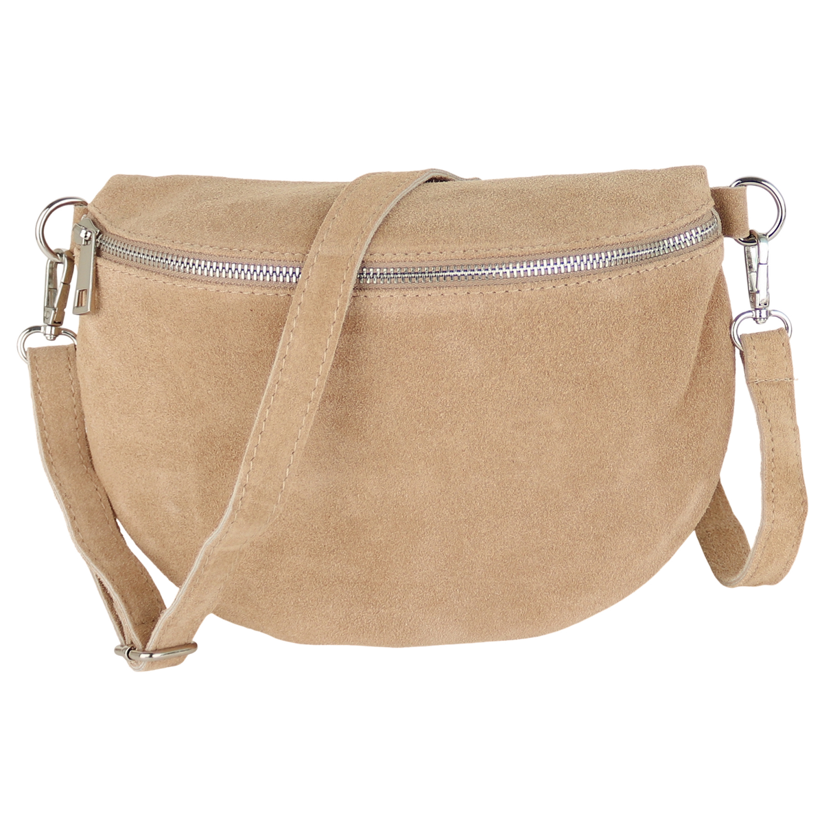 Bauchtasche aus Wildleder - Rückseite mit Reißverschluss