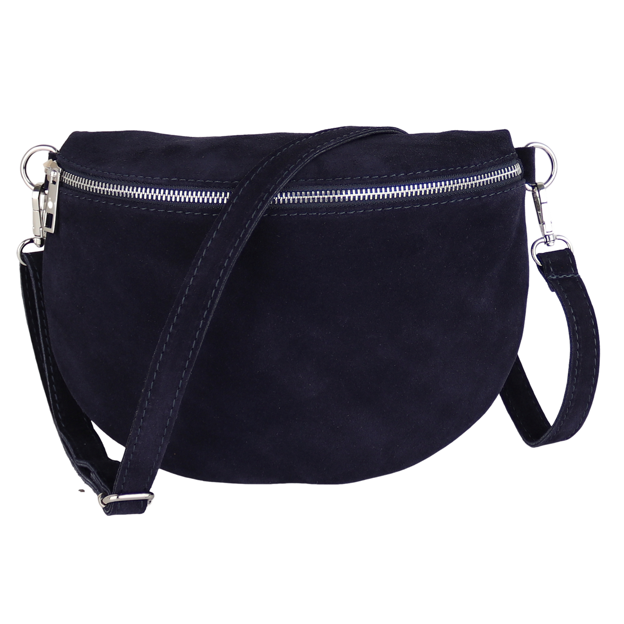 Bauchtasche aus Wildleder - Rückseite mit Reißverschluss