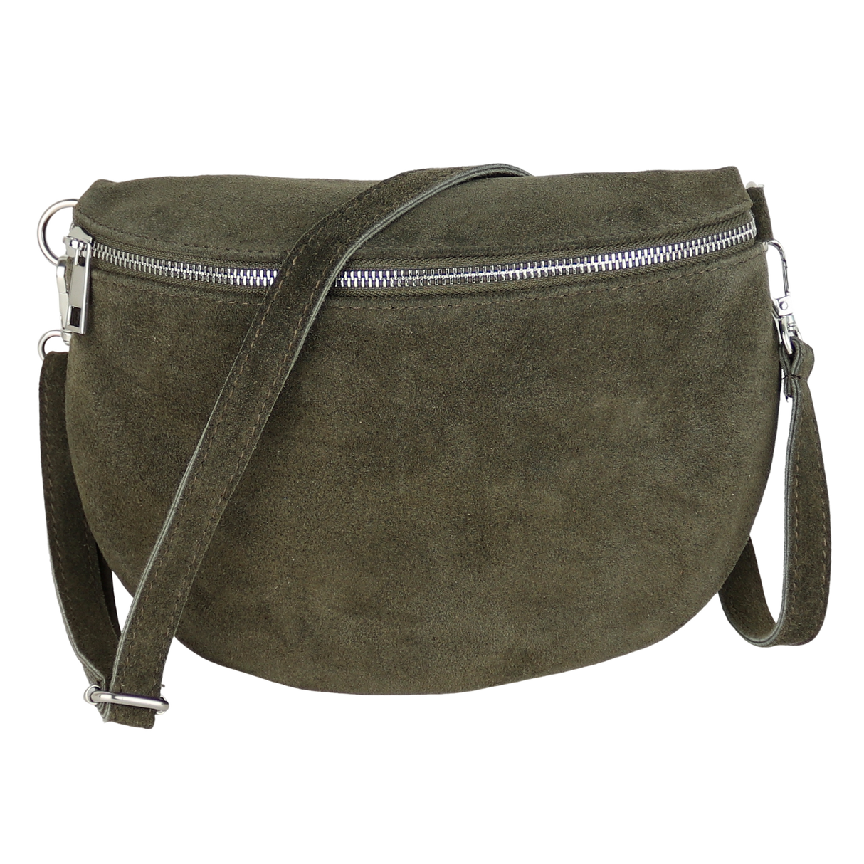 Bauchtasche aus Wildleder - Rückseite mit Reißverschluss