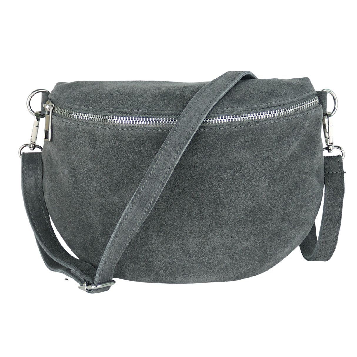 Bauchtasche aus Wildleder - Rückseite mit Reißverschluss