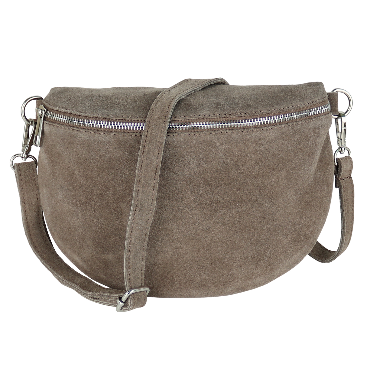 Bauchtasche aus Wildleder - Rückseite mit Reißverschluss