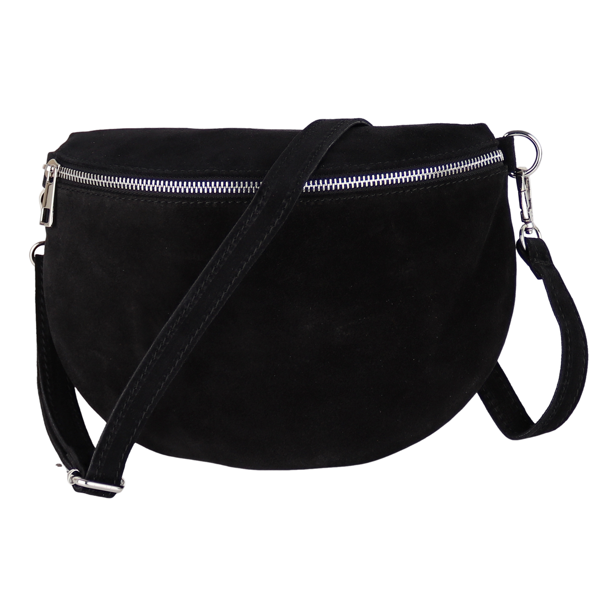 Bauchtasche aus Wildleder - Rückseite mit Reißverschluss