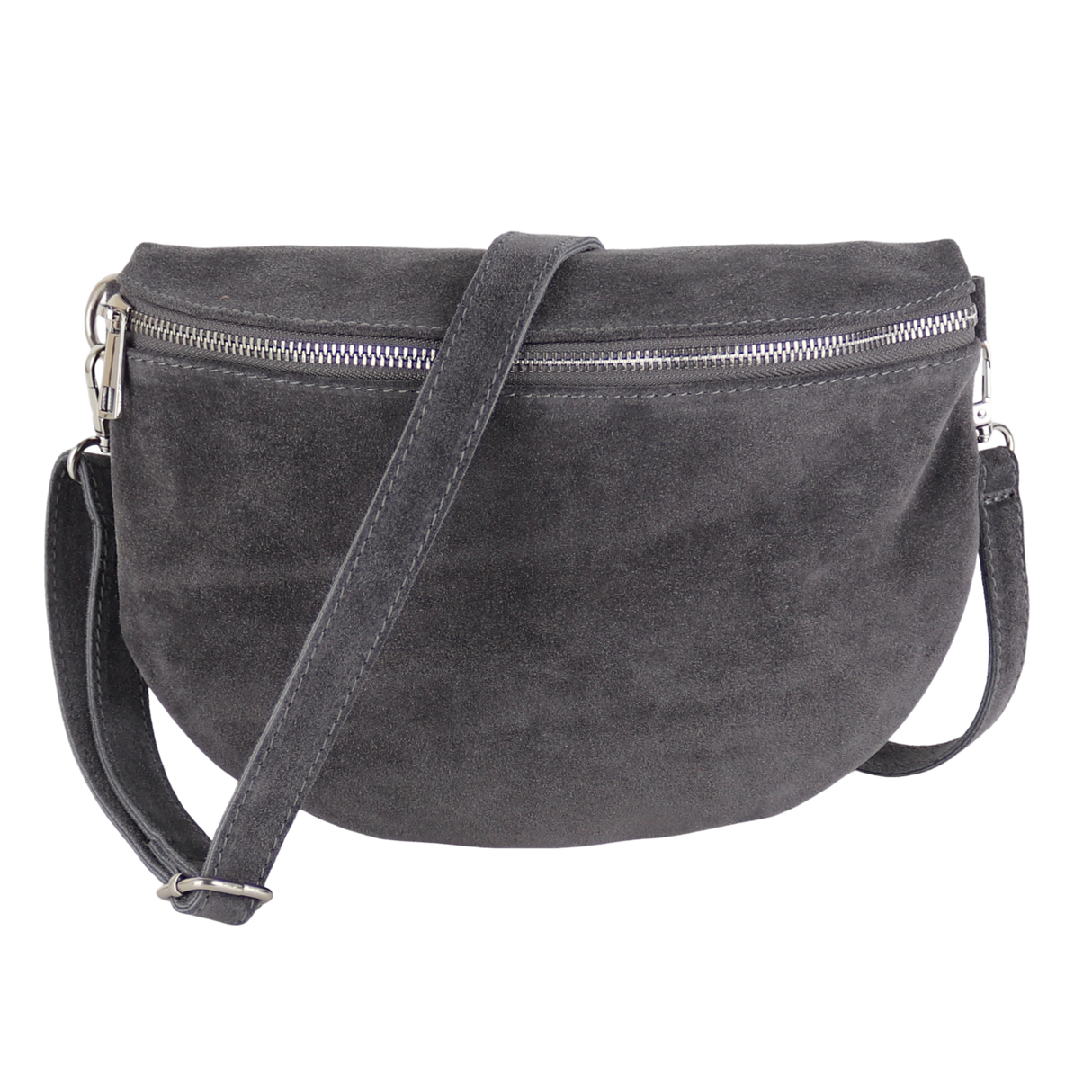 Bauchtasche aus Wildleder - Rückseite mit Reißverschluss