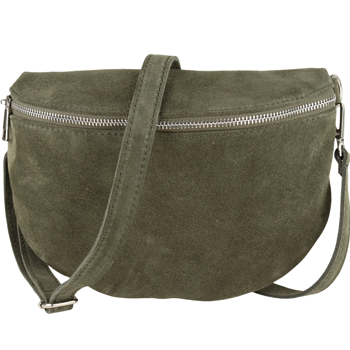 Bauchtasche aus Wildleder - Rückseite mit Reißverschluss