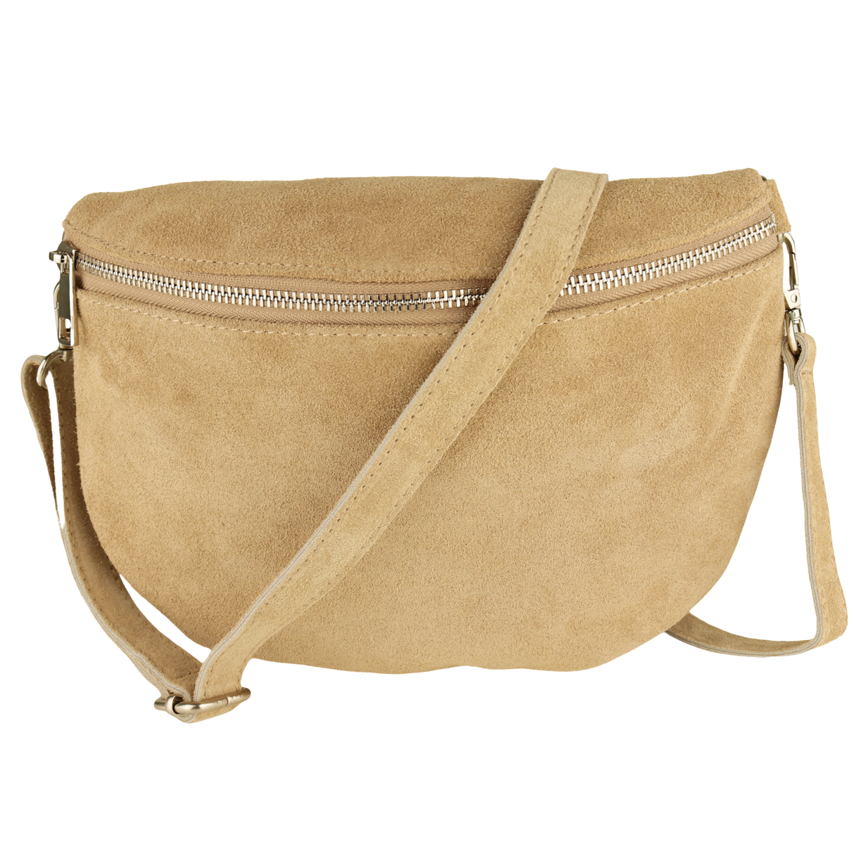 Bauchtasche aus Wildleder - Rückseite mit Reißverschluss
