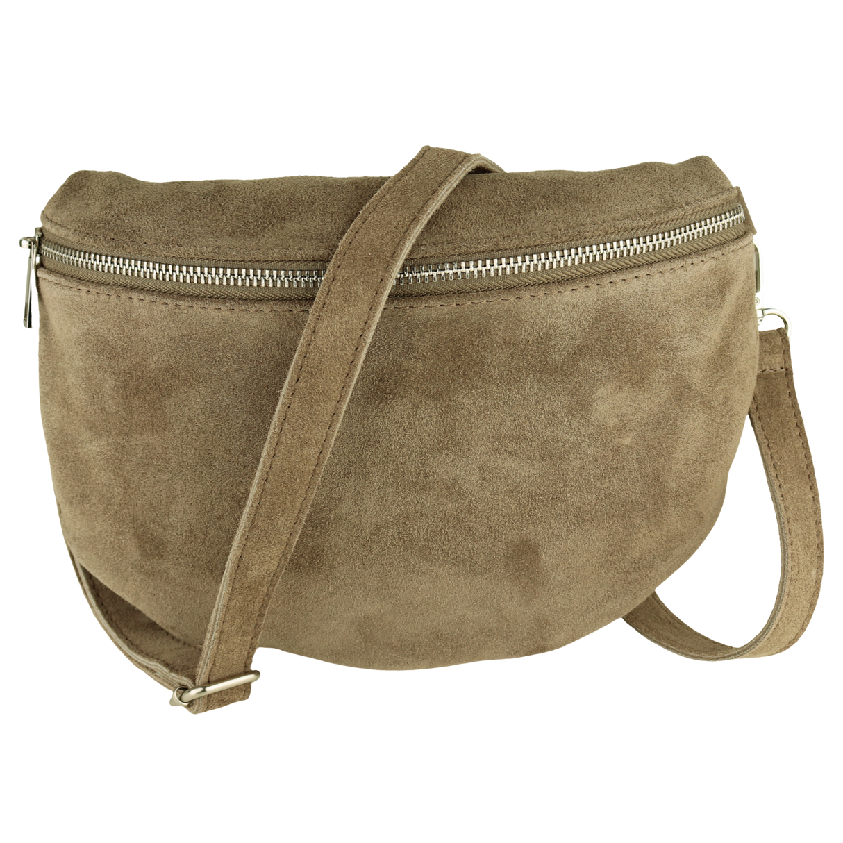 Bauchtasche aus Wildleder - Rückseite mit Reißverschluss