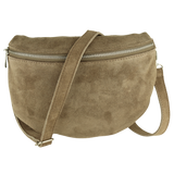 Bauchtasche aus Wildleder - Rückseite mit Reißverschluss