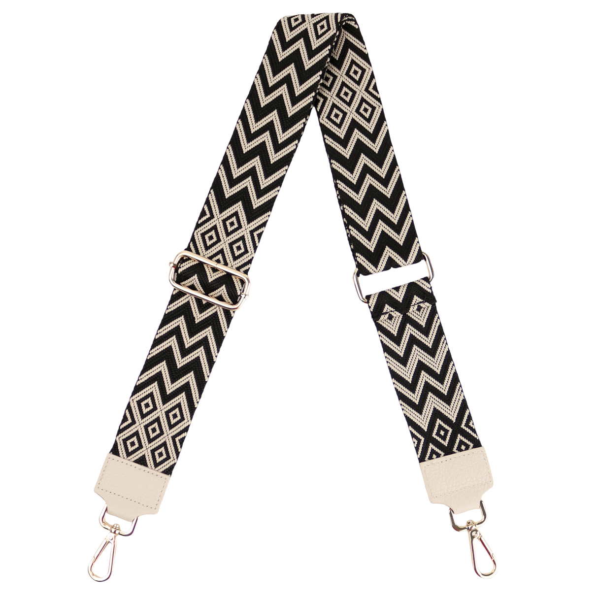 Taschengurt mit Echtlederbesatz (Goldfarbene Karabiner)
