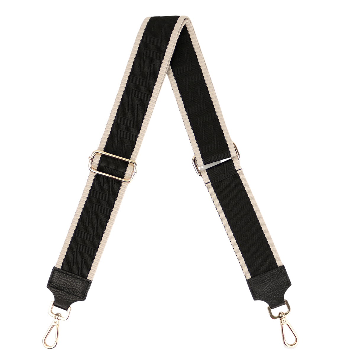 Taschengurt mit Echtlederbesatz (Goldfarbene Karabiner)