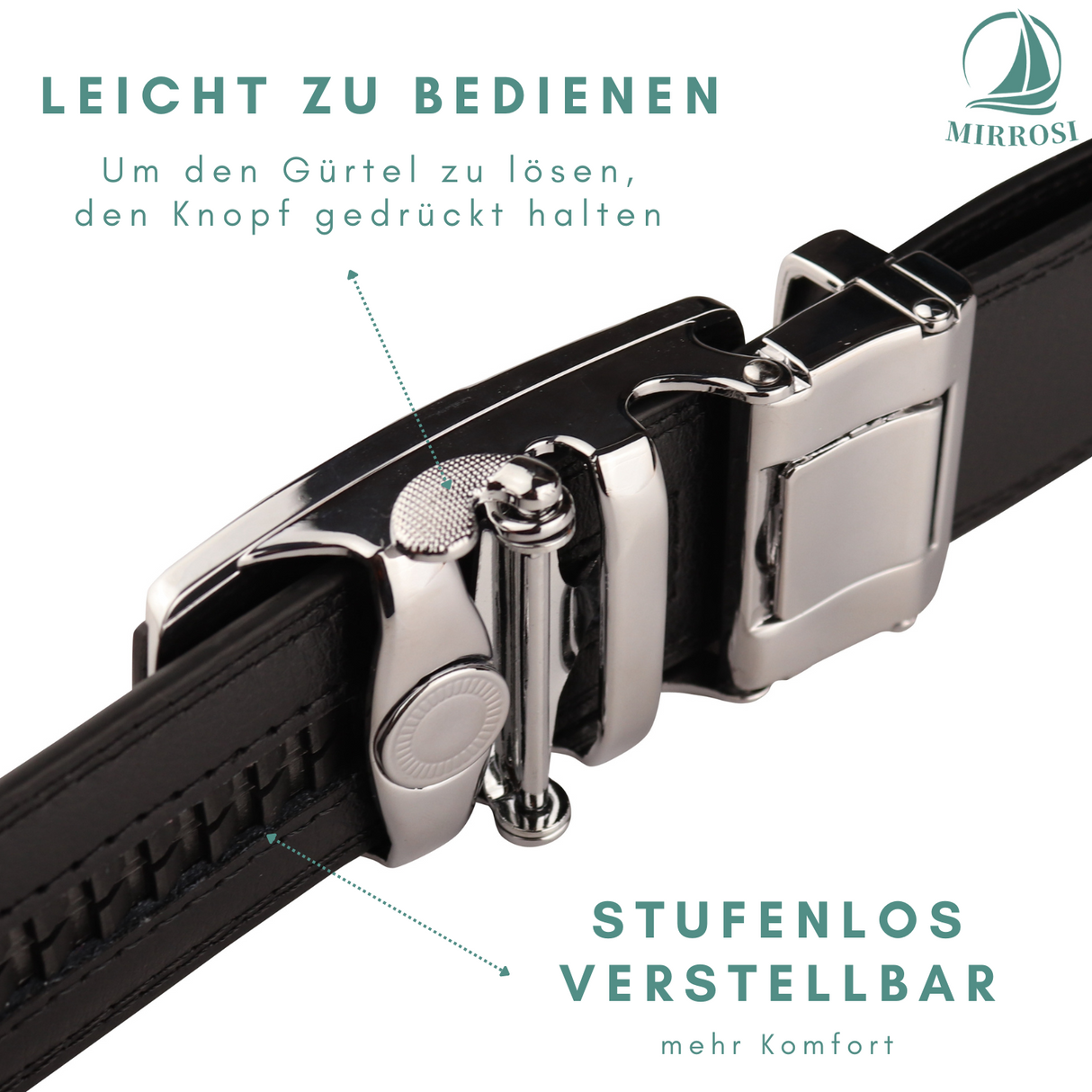 Ledergürtel Herren Automatik Breit 38mm, Kürzbar